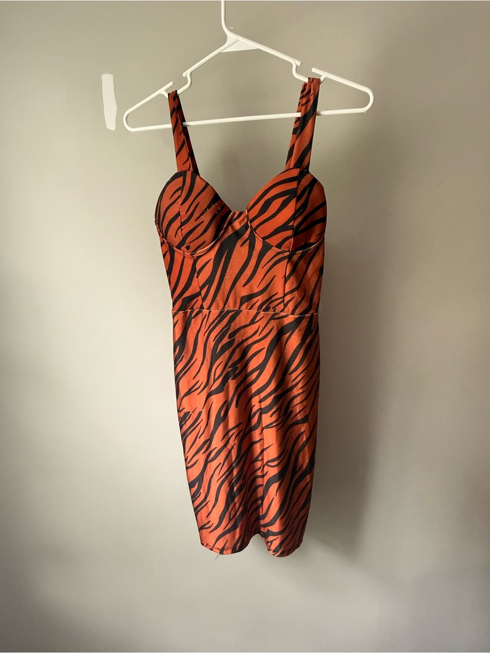 Orange and Black Tiger-Print Bodycon Dress